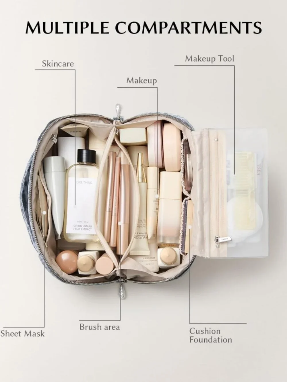 Large Capacity Waterproof Makeup Bag - Portable Toiletry Organizer for Travel
